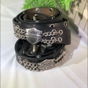 2 Leather Belts. 1 is H-D 2nd double row grommet.